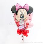 風船 バルーン バレエ ピアノ 発表会 ミニーちゃんのハートマークバンチ 手に持つタイプ 花束調 長持ちバルーン