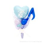 風船 バルーン バレエ 発表会 プレゼント バルーンギフト トゥーシューズバンチ 音符 ブルー系 手に持つタイプ