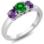 ショッピングking  【並行輸入品】[Gem Stone King] 1.34カラット ナノエメラルド 指輪 リング レディース 天然 アメジスト シルバー925　