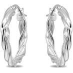 ショッピングfk07 【並行輸入品】スターリングシルバー3 x 15 mmツイストラウンド小さなフープイヤリングレディースガールズ(2 x 15 mm   50 mm直径)