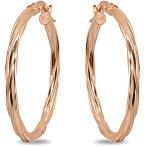ショッピングfk07 【並行輸入品】ローズゴールドフラッシュスターリングシルバー2 x 15 mmツイストラウンド小さなフープイヤリングレディースガールズ(2 x 15 m