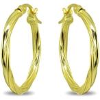 ショッピングfk07 【並行輸入品】ゴールドフラッシュ スターリングシルバー ツイストラウンドフープイヤリング レディース ガールズ (2x15mm - 直径50mm)　