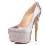 ショッピングfk07 【並行輸入品】FSJ レディース US サイズ: 5 B(M) US カラー: シルバー FSJ Women Evening Night Clu