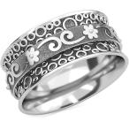 【並行輸入品】Shop LC スピナーリング 925スターリングシルバー フローラル刻印 凹面 ボーホー ハンドメイド いぶし仕上げ ジュエリー レデ