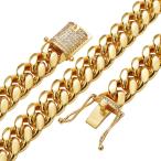 BLICHAIN Cuban Link Chain Necklace or Bracelet with Design Box Clasp with Bling Bling Ice-Out CZ Diamond for Men Boys 12MM 18K Gold Stainless Steel