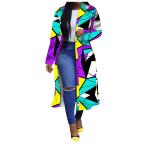 FORUU Fashion Long Coat for Women,2022 Winter Jacket Geometry Pr 並行輸入品