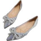 ショッピングsailing 【並行輸入品】SAILING LU Women's Pointed Toe Ballet Flats Bow Rhinestones Slip-On