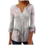 [ параллель импортные товары ]Marble Print Graphic Shirts Leisure Tops for Women Casaul Short
