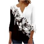 [ параллель импортные товары ]Summer Shirts for Women 2023 Print V Neck Short Sleeve Tops Flor