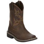 Justin Boys' Boot Dark Western Square Toe Dark Brown 12 D(M) US параллель импортные товары 