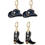 【並行輸入品】カウボーイハットピアス レディース ウエスタンカウボーイブーツイヤリング 楽しい ウエスタンカウガールシューズ ハウディイヤリング レデ