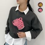  тренировочный . хорошо вышивка короткий обратная сторона ворсистый tops Leopard леопард женский casual Корея мода / Leopard . хорошо короткий тренировочные топы 