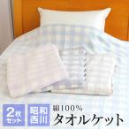 2点セット タオルケット シングル 綿100％ 夏用 昭和西川 140×190cm 洗える 暑さ対策 熱中症対策 節電 節電対策 キンガムチェック