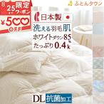 羽毛布団 ダブル ダウンケット ロマンス小杉 日本製 0.4kg 肌掛け布団 洗える ホワイトダウン85% ダニプルーフ 花粉フリー 抗菌防臭