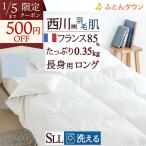 羽毛布団 シングル 長身用 西川 ダウンケットフランス産ホワイトダウン85％羽毛肌掛け布団 抗菌 0.35kg 東京 西川 リビング