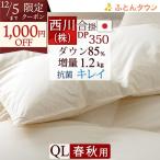 ショッピング西川 西川 羽毛合掛け布団 クィーン 東京西川 西川掛布団カバー等特典付 羽毛布団 合い掛け 増量1.2kg ダウン85% DP350 軽量生地 抗菌 日本製 羽毛合掛布団 春秋
