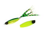 ハヤブサ ジャックアイ 豆クネクネ 7g #4 リアル魚鱗チャートミドキン/チャート メタルジグ ライトソルト ショアジギング