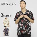 ヴァンキッシュVANQUISH半袖シャツレーヨンリーフオープンカラーシャツ...