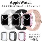 アップルウォッチバンドカバーセット Apple watchベルトカバー 一体型 シリコン ダブルストーン強化ガラスカバー 40 41 42 44 45 46 49mm