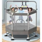 大型トランポリン 子供用 安全ネット付き 鉄棒 吊り輪付き 安全カバー セーフティネット付き スプリング式 大型 家庭用 室内室外トレーニング キッズトランポリ