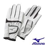 ◆◆送料無料 メール便発送 ＜ミズノ＞ MIZUNO 手袋合皮指出しタイプ（両手）（グラウンド・ゴルフ）[ユニセックス] C3JGP802 (01：ホワイト×ブラック)