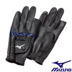 ◆◆送料無料 メール便発送 ＜ミズノ＞ MIZUNO 手袋合皮指出しタイプ（両手）（グラウンド・ゴルフ）[ユニセックス] C3JGP802 (27：ブラック×ブルー)