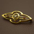 アールデコ ダイヤモンド ルビー 18Kゴールド ブローチ