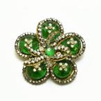 Miriam Haskell グリーンフラワー ブローチ ミリアムハスケル
