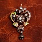 アンティーク ダイヤモンド エナメル 14K シルバー ブローチ／ペンダントヘッド