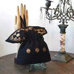  Vintage чёрный земля × Gold вышивка мешочек сумка 