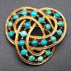 Swoboda Vintage brooch スワボダ ヴィンテージ ゴールドトーン ターコイズブルー ブローチ 1960年代頃