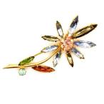 ヴィンテージ ブルー×ピンク フラワーモチーフ ブローチ Vintage Brooch