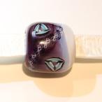 帯留／ガラスとんぼ玉／和装小物／江戸紫