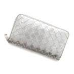ボッテガヴェネタ 長財布 イントレチャート ラウンドファスナー レザー BOTTEGA VENETA 財布 シルバー 【安心保証】