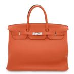 エルメス バーキン40 オレンジポピー/シルバー金具 トリヨンクレマンス T刻印 HERMES Birkin ハンドバッグ 【安心保証】