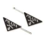 プラダ ヘアピン トライアングルロゴ メタル 1IF051 PRADA 黒 ヘアアクセサリー 【安心保証】