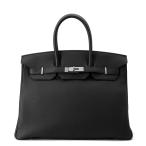 エルメス バーキン35 ブラック/シルバー金具 トゴ W刻印 HERMES Birkin ハンドバッグ 黒 【安心保証】