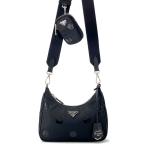 プラダ ショルダーバッグ Re-Edition 2005 Re-Nylon ポルカドット ナイロン スパンコール 1BH204 PRADA 2way 黒 【安心保証】