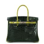 エルメス バーキン30 グリーン/アニスグリーン/ルテニウム金具  HERMES Birkin ハンドバッグ 【安心保証】