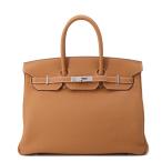 ショッピングバーキン エルメス バーキン35 ゴールド/シルバー金具 トゴ K刻印 HERMES Birkin ハンドバッグ 【安心保証】