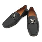 ショッピングヴィトン ルイヴィトン ローファー レザー LVロゴ モカシン メンズサイズ9 LOUIS VUITTON ヴィトン 靴 ブラック 黒 【安心保証】