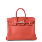 エルメス バーキン25 ルージュクー/シルバー金具 スイフト D刻印 HERMES Birkin ハンドバッグ 【安心保証】