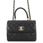 シャネル ハンドバッグ ココマーク マトラッセ トップハンドル ミニ フラップ ラムスキン AS4654 CHANEL 2wayショルダー 黒 【安心保証】