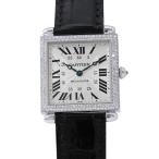 カルティエ タンク オビュ LM K18WG ホワイトゴールド ダイヤベゼル WB800551 Cartier 腕時計 シルバー文字盤 【安心保証】