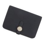 エルメス 二つ折り財布 ドゴン コンパクト ブルーインディゴ/シルバー金具 トゴ C刻印 財布 【安心保証】