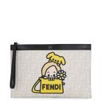 フェンディ クラッチバッグ タロアウトコラボ ズッカ柄 PVC/レザー 7N0134FENDI 白 黒 【安心保証】