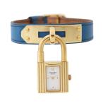エルメス ケリーウォッチ ブルー/ゴールド金具 エプソン ◯Y刻印 KE1.210 HERMES 腕時計 クォーツ ウォッチ 白文字盤 【安心保証】