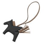 エルメス バッグチャーム ロデオPM ペガサス ブラック/エトゥープ ラムスキン W刻印 黒