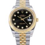 ロレックス デイトジャスト41 SS/K18YG ランダムシリアル ルーレット 126333G ROLEX 腕時計 黒文字盤 10Pダイヤ 【安心保証】