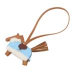 エルメス バッグチャーム ロデオPM ロベオ プラッシュゴールド/セレステ/テール/シルバー金具 ラムスキン/ムートン K刻印